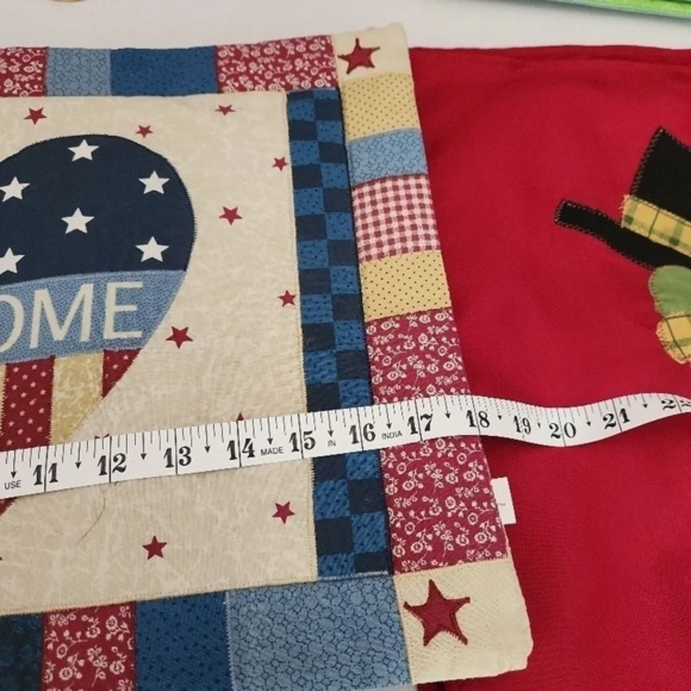 Patriotic Quilted Placemat Red White Blue Welcome Heart Design Americana - Picture 5 of 10